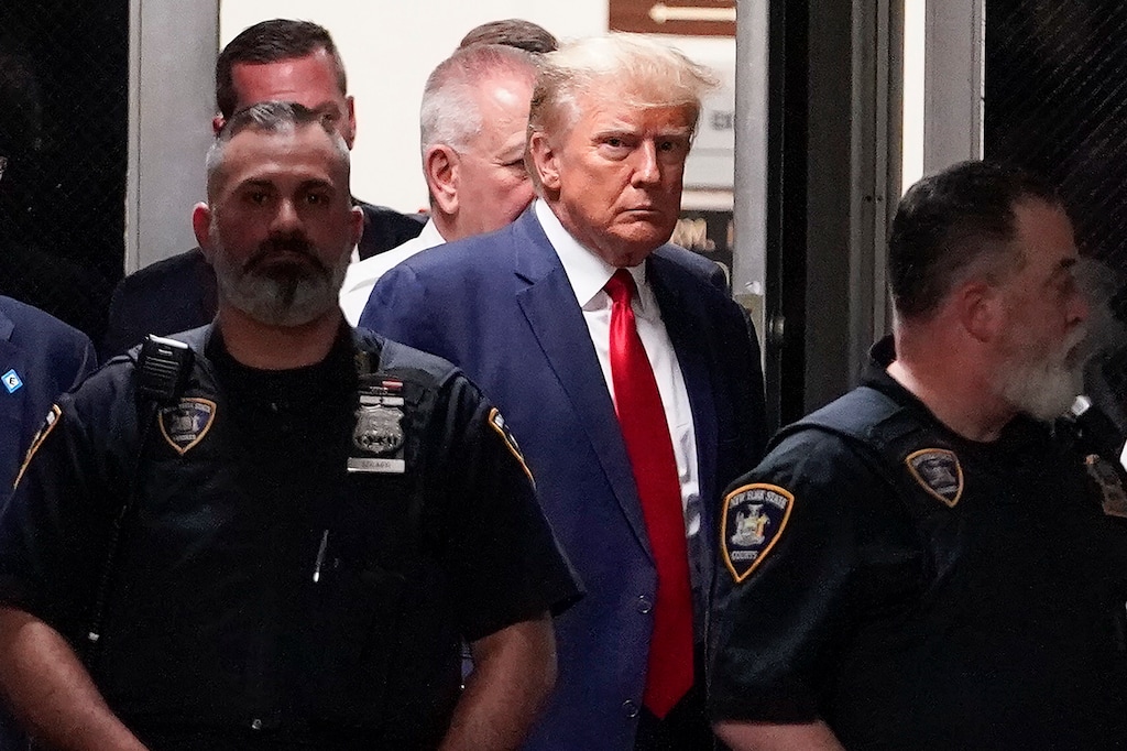 Former President Donald Trump arrives at court, Tuesday, April 4, 2023, in New York. (AP Photo/Mary Altaffer)