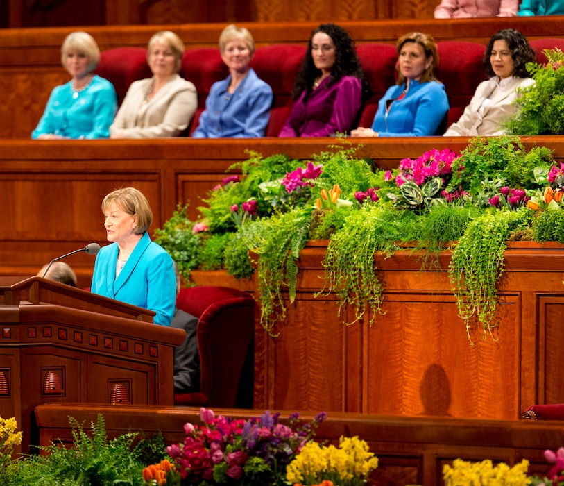 Trent Nelson  |  The Salt Lake Tribune
Young Women General President Bonnie Oscarson speaks at the LDS General Women's Meeting at the Conference Center in Salt Lake City, Saturday, March 29, 2014.