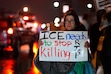 Shellie Rodgers protests during a rally for Renee Good, who was fatally shot by an ICE officer in Minneapolis the day before, Thursday, Jan. 8, 2026, in Kansas City, Mo. (AP Photo/Charlie Riedel)