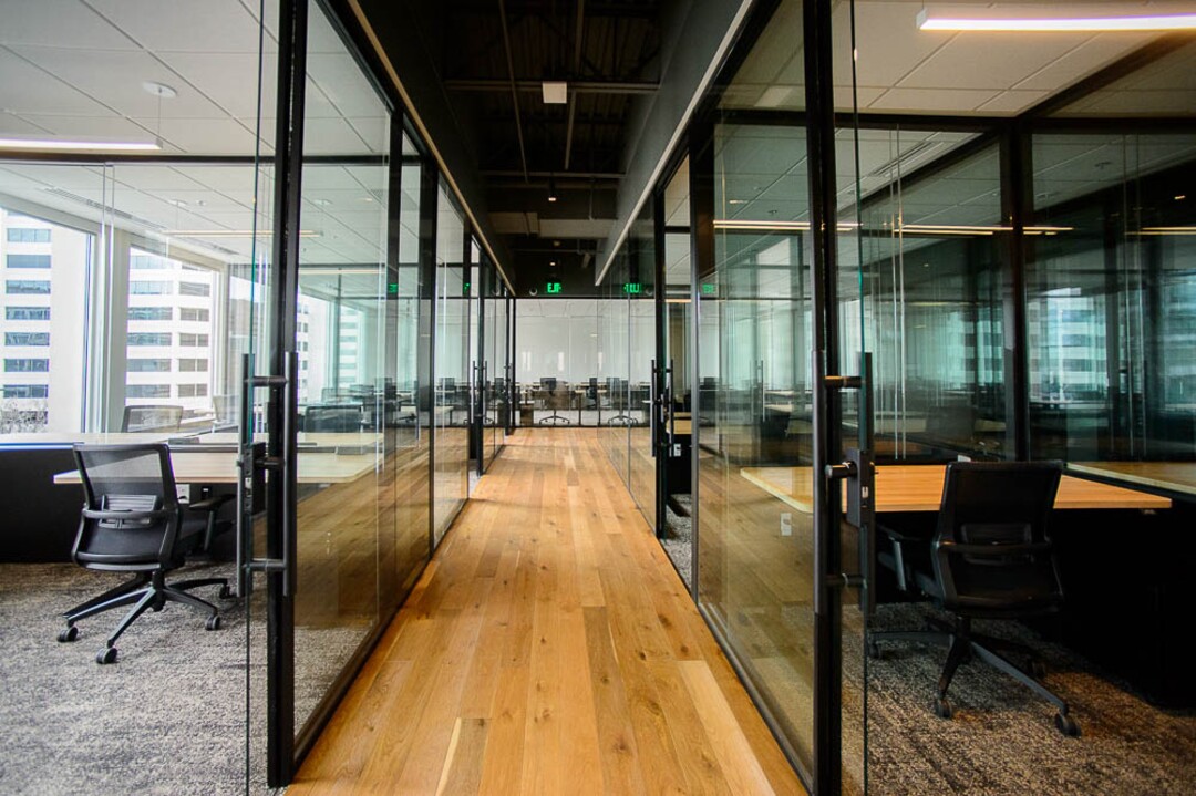 (Trent Nelson | The Salt Lake Tribune)  Office space at CommonGrounds Workplace in Salt Lake City on Friday March 22, 2019. Downtown Salt Lake City's historic Orpheum Theatre has seen a multi-million dollar renovation and will now house Utah's first CommonGrounds Workplace, a San Diego-based provider of coworking spaces.