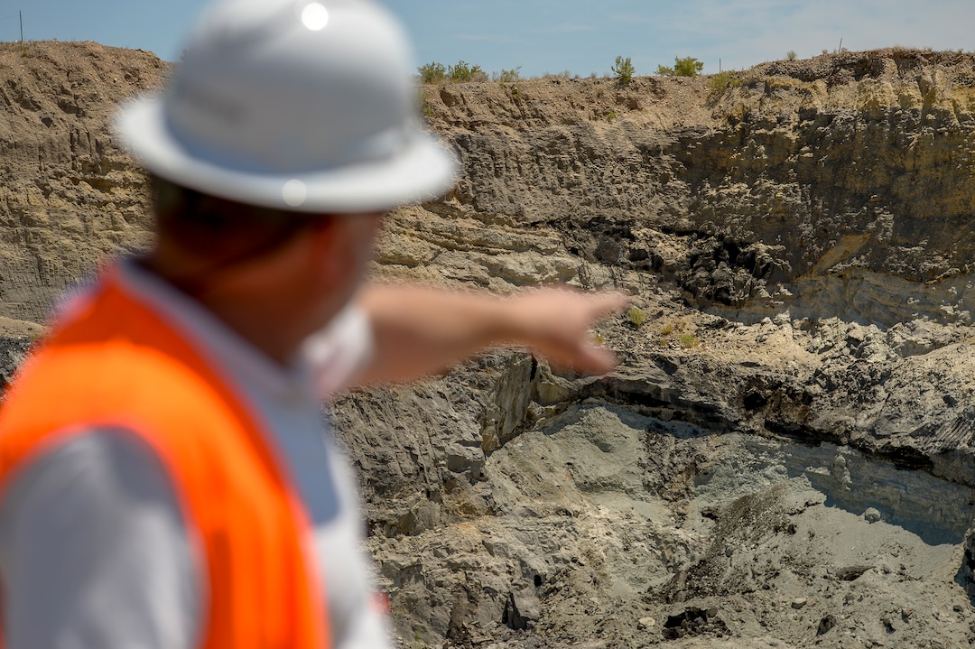 Leah Hogsten  |  The Salt Lake Tribune    ÒItÕs weeping oil,Ó said Donald Clark, a geologist with Petroteq Energy, of the bitumen soaked sand in rich 50-foot seams at the company's Uinta Basin quarry along Asphalt Ridge, Thursday, June 14, 2018. The ore averages 12 percent oil. PetrotechÕs leases hold 86 million barrels of ÒcontingentÓ oil, or enough to sustain a 10,000-barrel-a-day operation for 25 years.