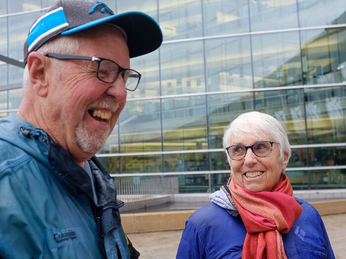 (Trent Nelson | The Salt Lake Tribune)  
Bernie and Marita Hart outside Salt Lake City's Main Library, where they run a tai chi class for homeless people, on Wednesday April 3, 2019.