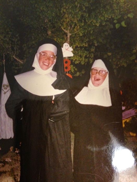 (Eli McCann) Nine-year-old Eli McCann, right, and his friend Sam Allen don their Halloween habits.