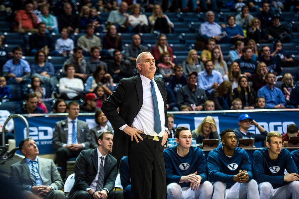 Chris Detrick | The Salt Lake Tribune
Brigham Young Cougars head coach Dave Rose during the game against San Francisco Dons at the Marriott Center Thursday January 12, 2017. Rose suffered a stroke on Thursday and is currently hospitalized in stable condition.