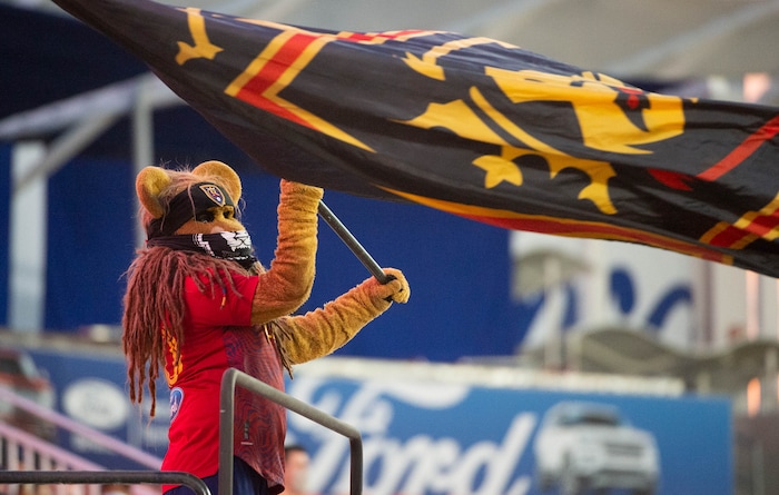 (Francisco Kjolseth  |  The Salt Lake Tribune) Leo the lion gets the crowd pumped up as Real Salt Lake hosts L.A. Galaxy at Rio Tinto Stadium in Sandy on Wednesday, Sept. 23, 2020.