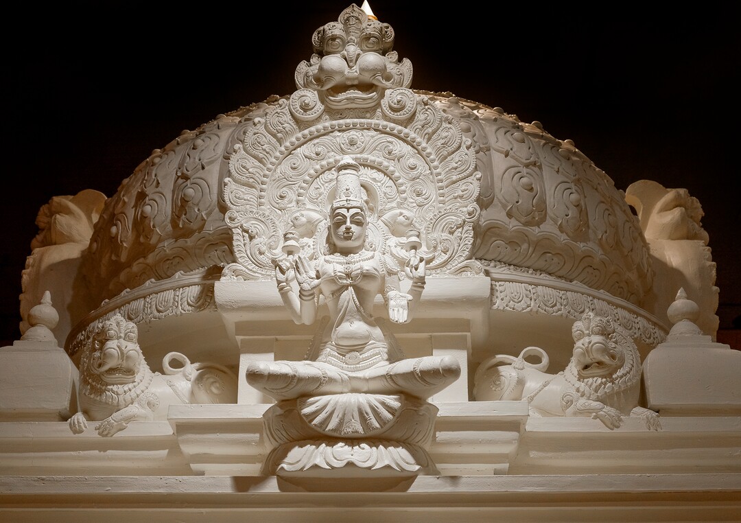 Leah Hogsten  |  The Salt Lake Tribune  Lakshmi is the goddess of wealth and proserity, both material and spiritual. Lakshmi symbolizes good luck. Artisans from around the world spent two years hand-carving deities in the Sri Ganesha Hindu Temple in South Jordan. 