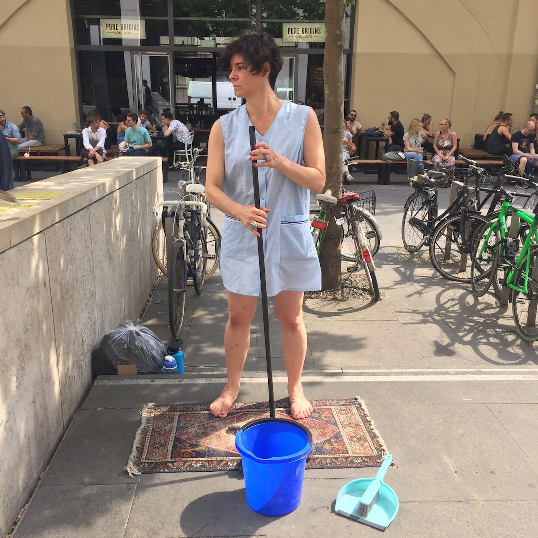(Photo courtesy of João Teixera) Performance artist Michelle Standley during the second performance of her work "4.5 Hours," in front of Berlin's Humboldt University library on June 1, 2018. Standley will perform "4.5 Hours" again on Oct. 6, 2019, on the south edge of Salt Lake City's Temple Square.