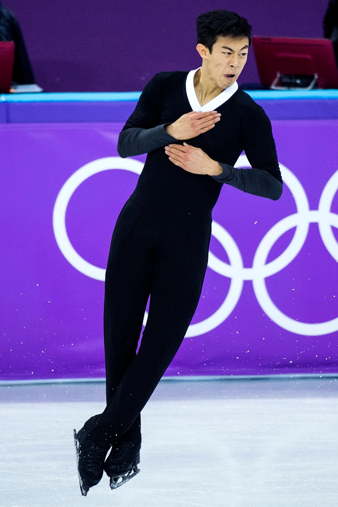 (Chris Detrick  |  The Salt Lake Tribune)  Salt Lake City's Nathan Chen competes in the Men Single Skating Free Skating at Gangneung Ice Arena during the Pyeongchang 2018 Winter Olympics Saturday, Feb. 17, 2018. Chen landed a record six quadruple jumps, scoring 215.08.