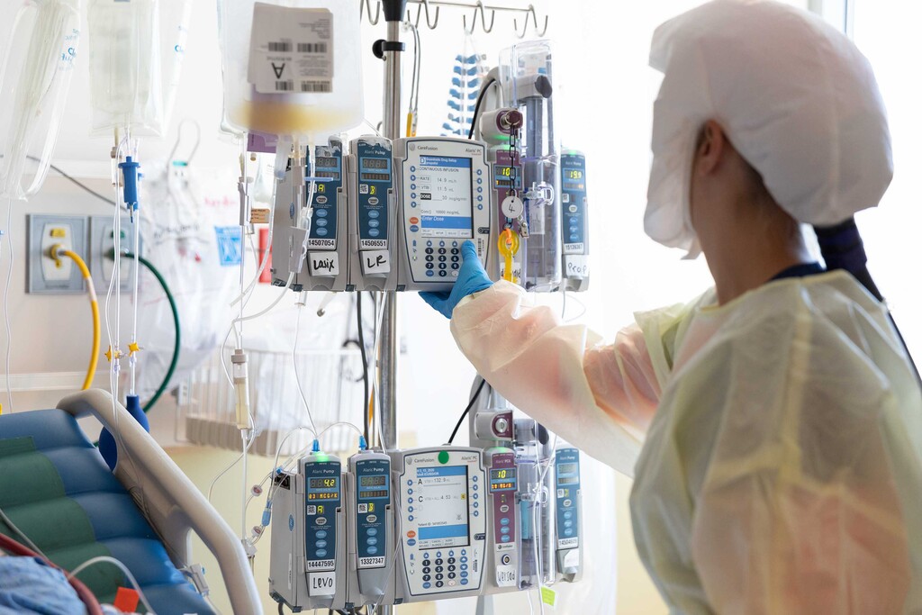 (File photo courtesy of Intermountain Healthcare) Hospital staff at Intermountain Medical Center in Murray care for patients with COVID-19 on June 9, 2020.