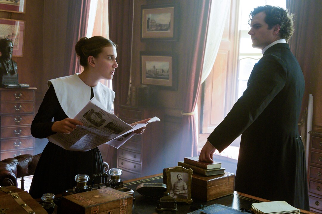 (Alex Bailey  |  Netflix) Millie Bobby Brown, left, plays Enola Holmes, the teen sister of Sherlock Holmes (Henry Cavill, right), in the adventure "Enola Holmes."