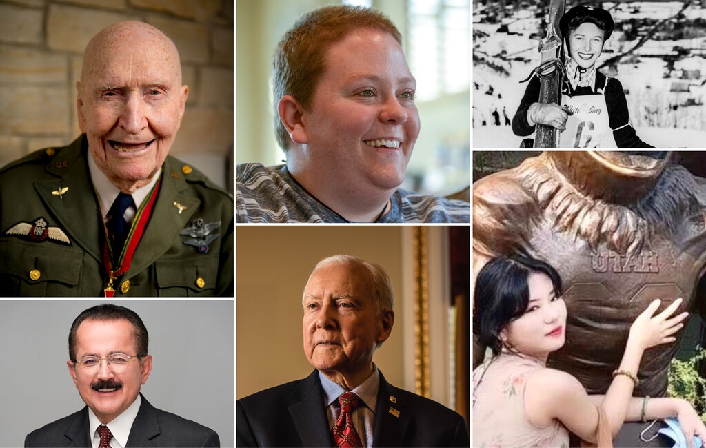 (Tribune, wire and provided photos) Clockwise from top left: "Candy Bomber" Col. Gail Halvorsen; LGBTQ community member Kris Irvin; skier Suzy Rytting; University of Utah student Zhifan Dong; Sen. Orrin Hatch; and tv newsman Marcos Ortiz.