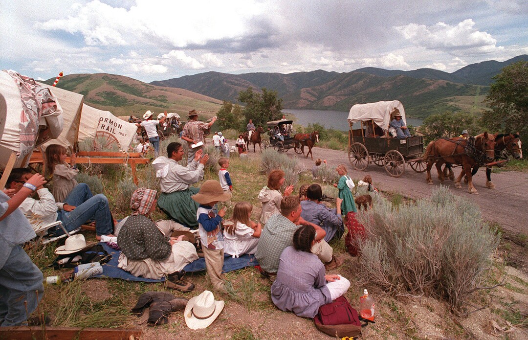 Rick Egan  | Tribune File Photo The wagons arrive on Big Mountain, as they approach the final push into the Salt Lake Valley. 