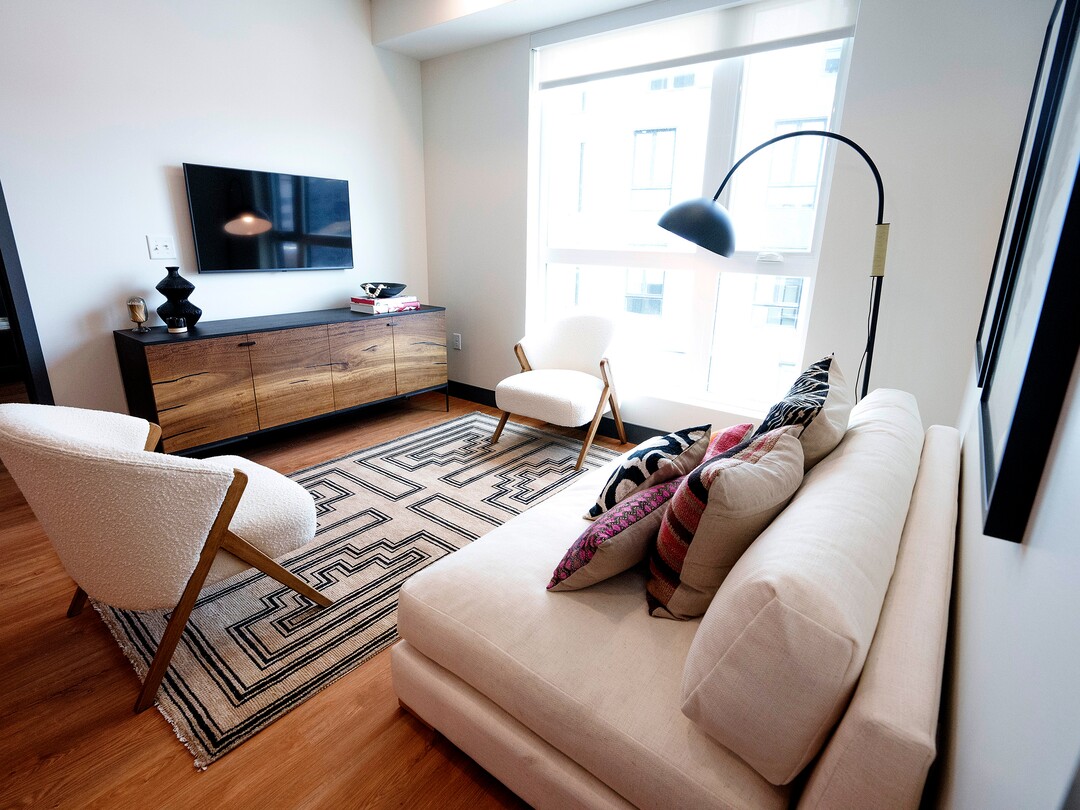 (Leah Hogsten | The Salt Lake Tribune) A two-bedroom, two-bath unit in The Aster, a new complex at 255 S. State, which offers 190 residential and mixed-income units, open-air spaces and community gathering spaces, May 2, 2023.