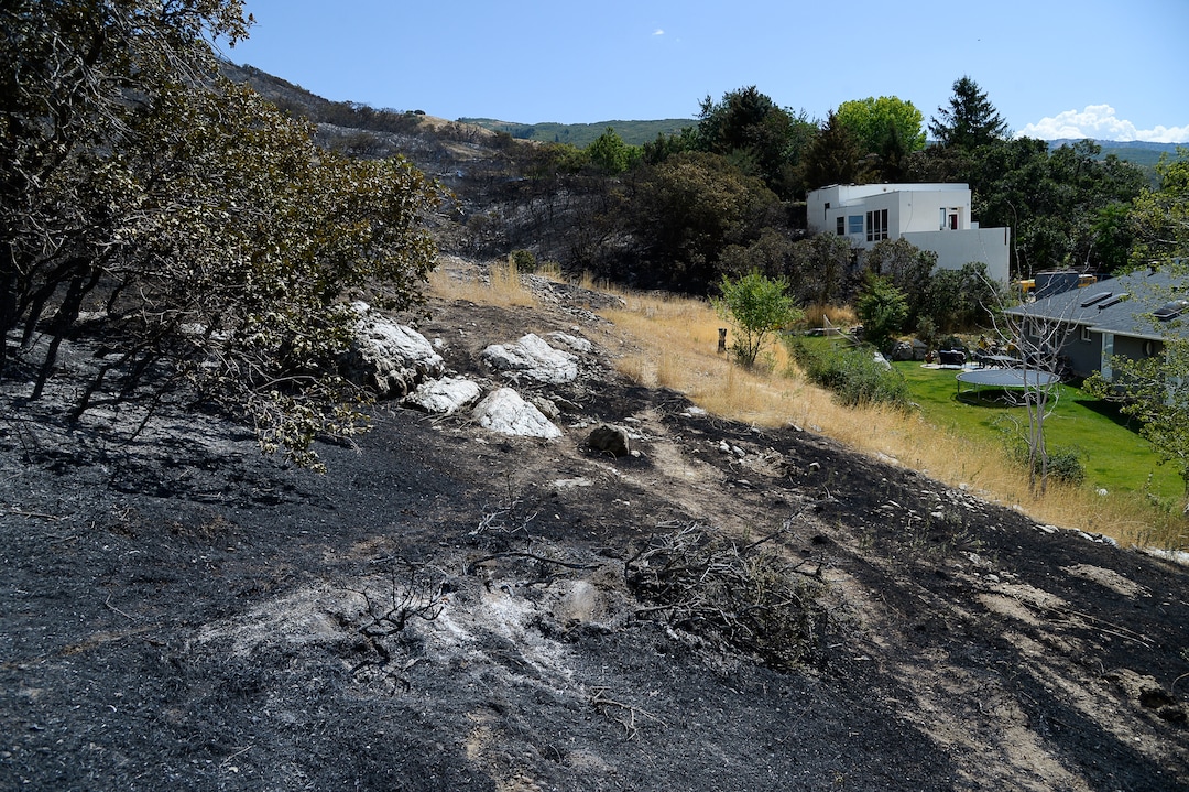 (Francisco Kjolseth  |  The Salt Lake Tribune)  The fire line came dangerously close to numerous houses in Bountiful that destroyed three homes and damaged five more that began early Friday morning, Aug. 30, 2019.  On Sept. 2, officials said the fire was 100% contained.