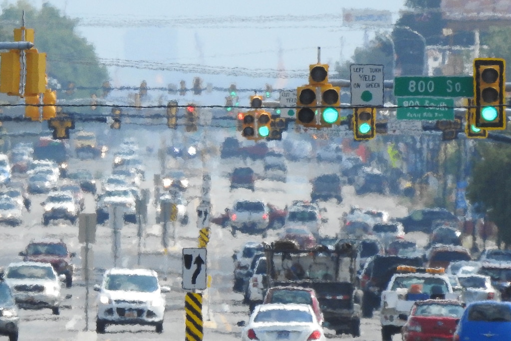 (Trent Nelson | Tribune file) Looking south down a hazy State Street in Salt Lake City on Tuesday August 8, 2017. Though a key bill aimed at reducing pollution from cars failed to during the 2018 Utah Legislature, air-quality advocates on the Wasatch Front said the 45-day session brought several gains for their cause.
