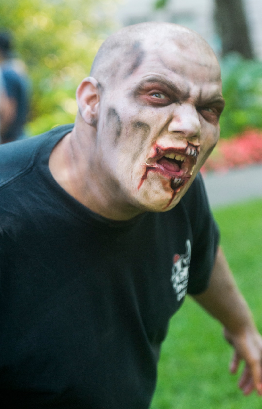  (Rick Egan  |  The Salt Lake Tribune)       Matt Brown walks down the street, during the 11th annual Salt Lake Zombie Walk, Sunday, Aug. 26, 2018.