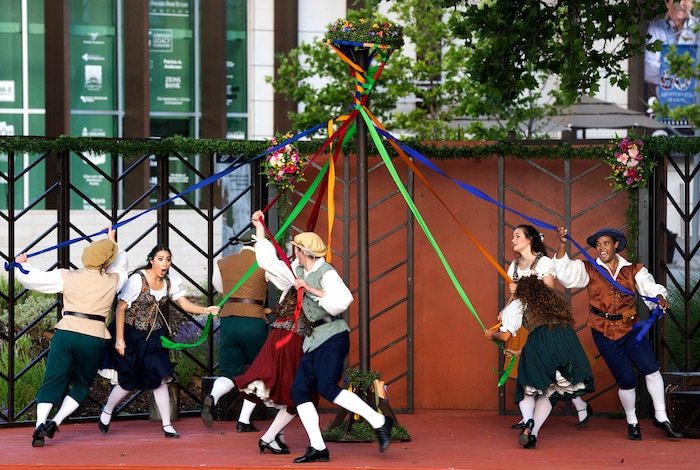 (Rick Egan | The Salt Lake Tribune) The Maypole dance at the Greenshow  at the Utah Shakespeare Festival in Cedar City, on Saturday, July 3, 2021.