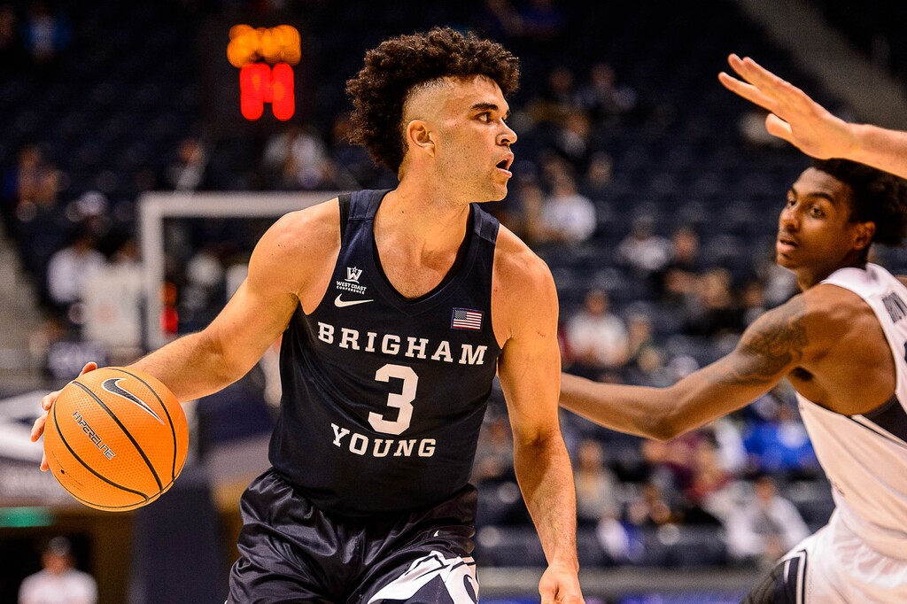 (Trent Nelson | The Salt Lake Tribune)  Brigham Young Cougars guard Elijah Bryant (3) as the BYU men's basketball team plays a scrimmage game known as the Cougar Tipoff, in Provo, Wednesday October 25, 2017.