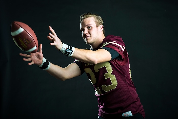 (Chris Detrick | The Salt Lake Tribune) Lone Peak's Andrew Ostler poses for a portrait Friday, December 15, 2017.