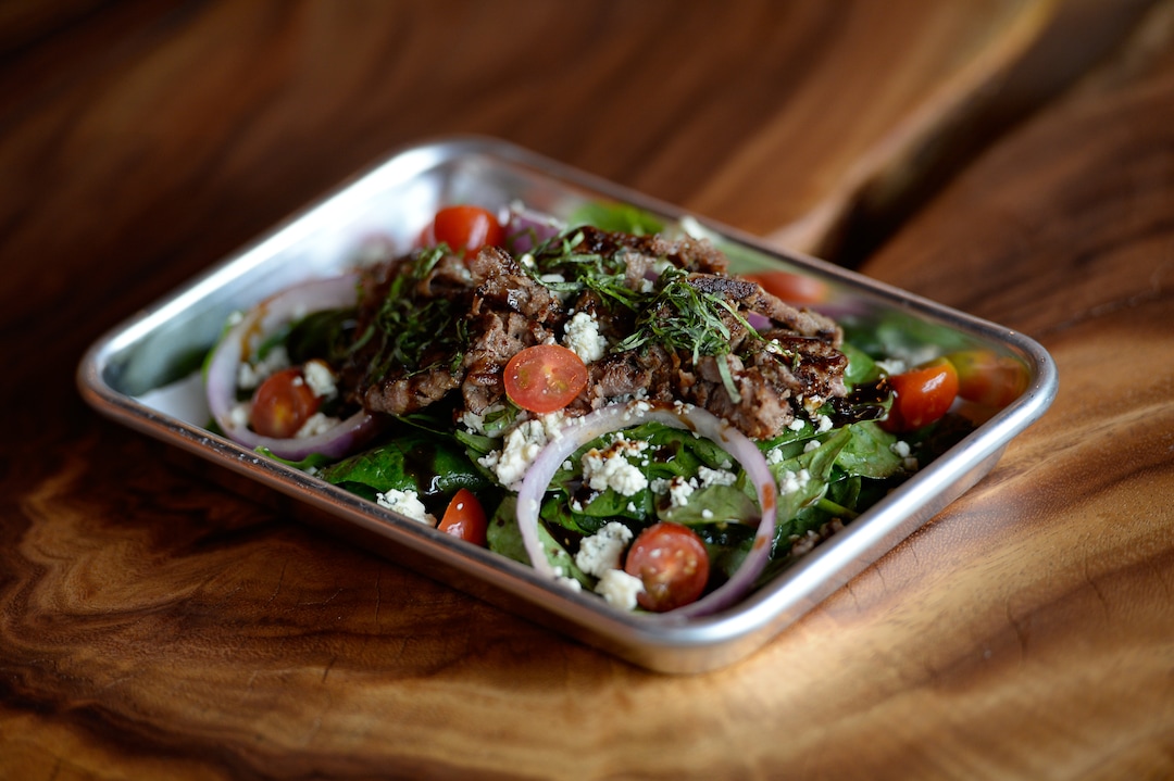 (Francisco Kjolseth  |  The Salt Lake Tribune)  The Bleu Balsamic salad with steak and bleu cheese at SkinnyFATS.