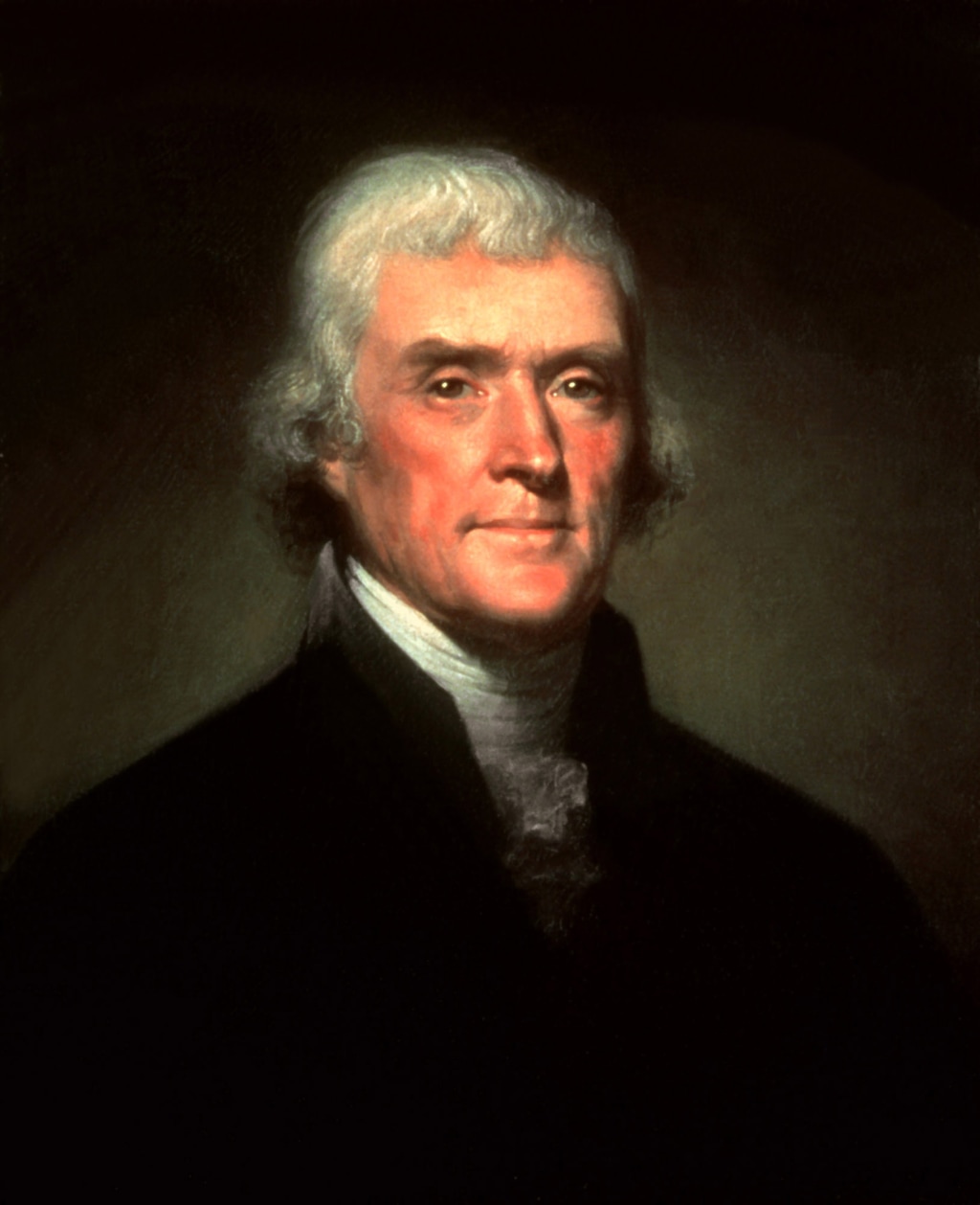 |  White House Historical AssociationPortrait of President Thomas Jefferson by Rembrandt Peale dated 1800.