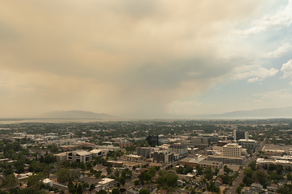 (Trevor Christensen | The Salt Lake Tribune) The haze of wildfire smoke settles over Utah County on Saturday, June 20, 2026.