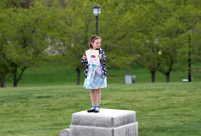 (Rick Egan | The Salt Lake Tribune) More than one thousand protesters gather at the steps of The Capitol for the Bans Off Our Bodies protest hosted by Planned Parenthood, on Tuesday, May 3, 2022.
