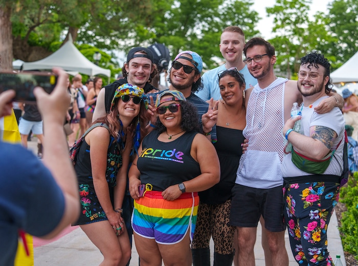 (Leah Hogsten | The Salt Lake Tribune)  Pride festival revelers enjoy the Utah Pride Festival at Washington Square, Saturday, June 4, 2022. 