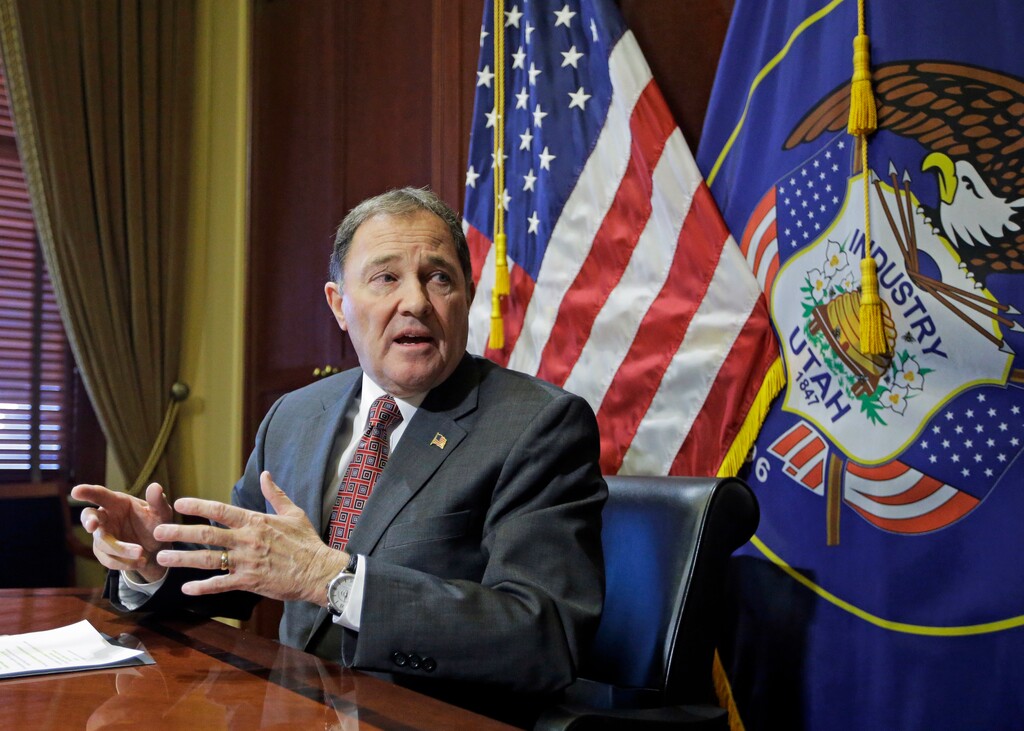 FILE - In this March 7, 2017, file photo, Gov. Gary Herbert speaks during a news conference at the Utah State Capitol in Salt Lake City. Legislators on Monday, March 6, 2017, night decided not to raise Utah's sales tax on groceries and instead said they plan to do a deep dive on Utah's tax policies this summer.   (AP Photo/Rick Bowmer, File)