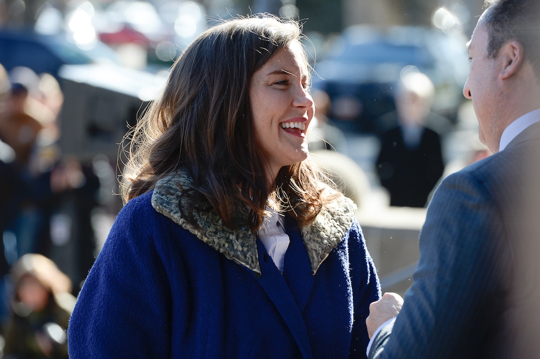 (Francisco Kjolseth  |  The Salt Lake Tribune) Erin Mendenhall smiles at her husband Kyle LaMalfa after being sworn in as Salt Lake City Mayor during inauguration ceremonies at Salt Lake City Hall on Monday, Jan. 6, 2020.