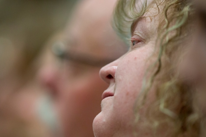 Sue Bryan, Jchandra Brown's mother, listens to the defense attorney speak during Tyerell Przybycien's sentencing in the 4th District Court on Friday, Dec. 7, 2018, in Provo.