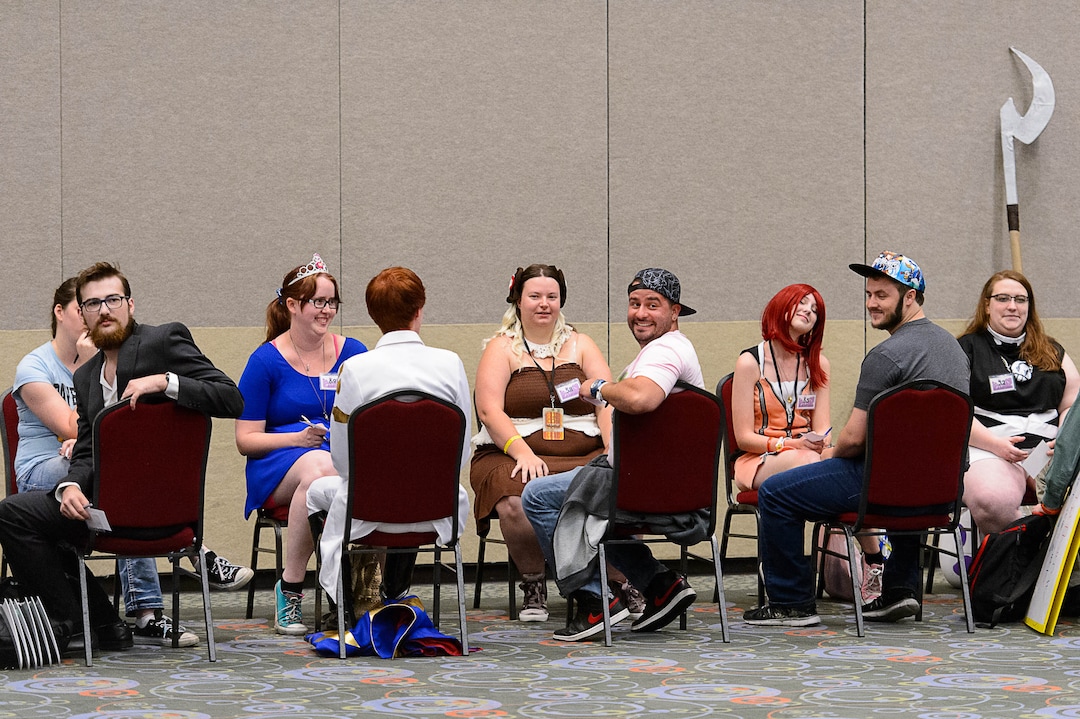 (Trent Nelson | The Salt Lake Tribune)  Men and women get a briefing before the beginning of Sci-Fi Speed Dating at Salt Lake Comic Con, Thursday September 21, 2017.