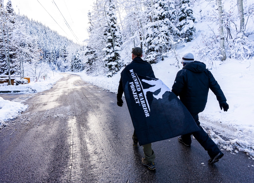 (Rick Egan | The Salt Lake Tribune) Veterans hike near Park City on Thursday, Nov. 10, 2022, as part of a 17-mile hike over three days that the Wounded Warrior Project hosted to honor the 17 veterans who die each day by suicide.