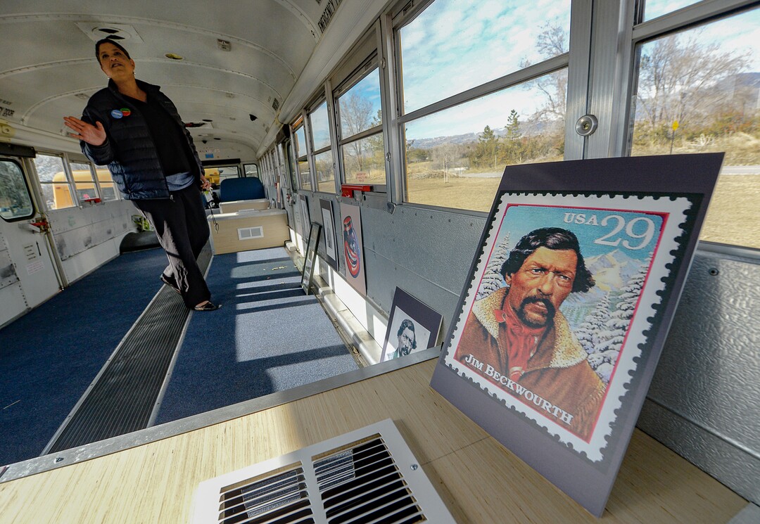 (Francisco Kjolseth  |  The Salt Lake Tribune) Lex Scott, leader of the Black Lives Matter movement in Utah, gives an update on Tuesday, Feb. 26, 2020, on plans to renovate a school bus into a mobile black history museum. She hopes interior construction is complete by the end of March.