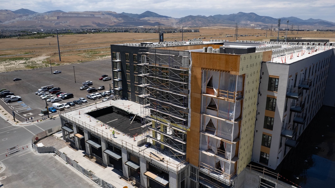 (Francisco Kjolseth | The Salt Lake Tribune) New development is pictured around The Ballpark at American First Square in South Jordan on Tuesday, July 21, 2026.