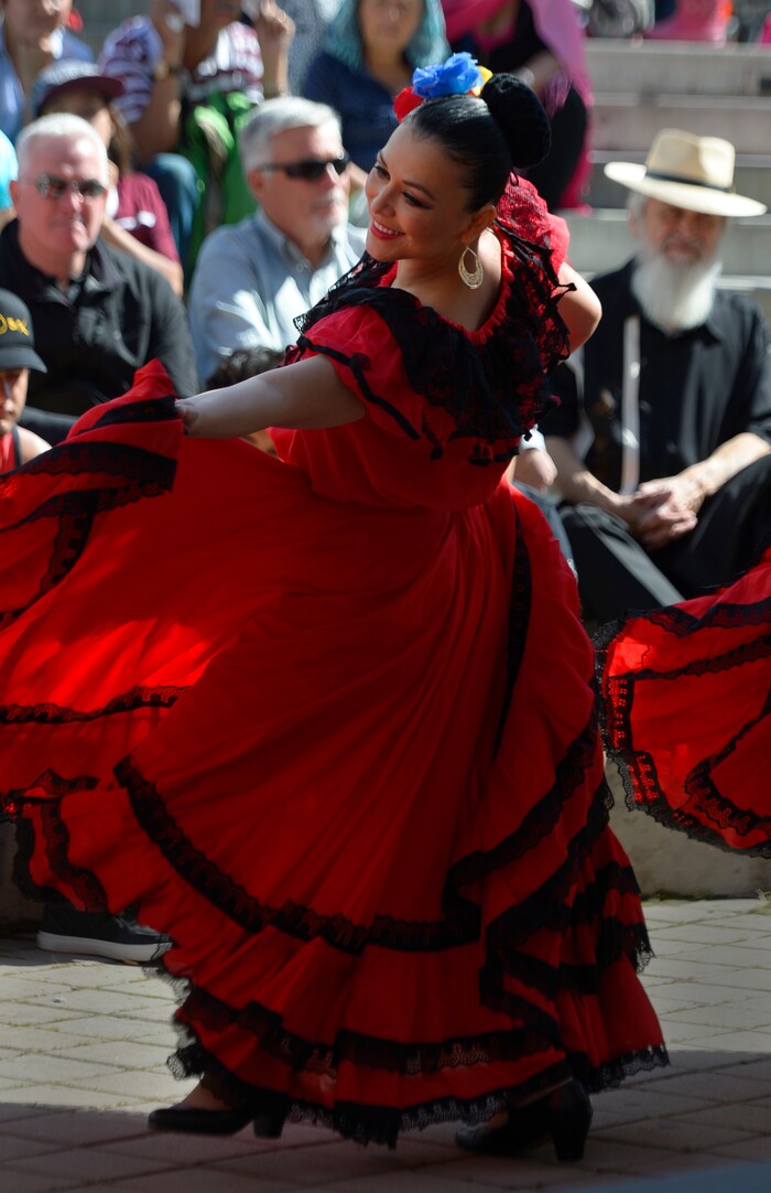 Leah Hogsten  |  The Salt Lake TribuneYolanda Fores with the Venezuelan dance troupe Grupo Raices de Danielle Lane at the Living Traditions Festival, a three-day multicultural festival celebrating the traditional music, dance, crafts and foods of Salt Lake CityÕs ethnic communities, Saturday, May 21, 2016.