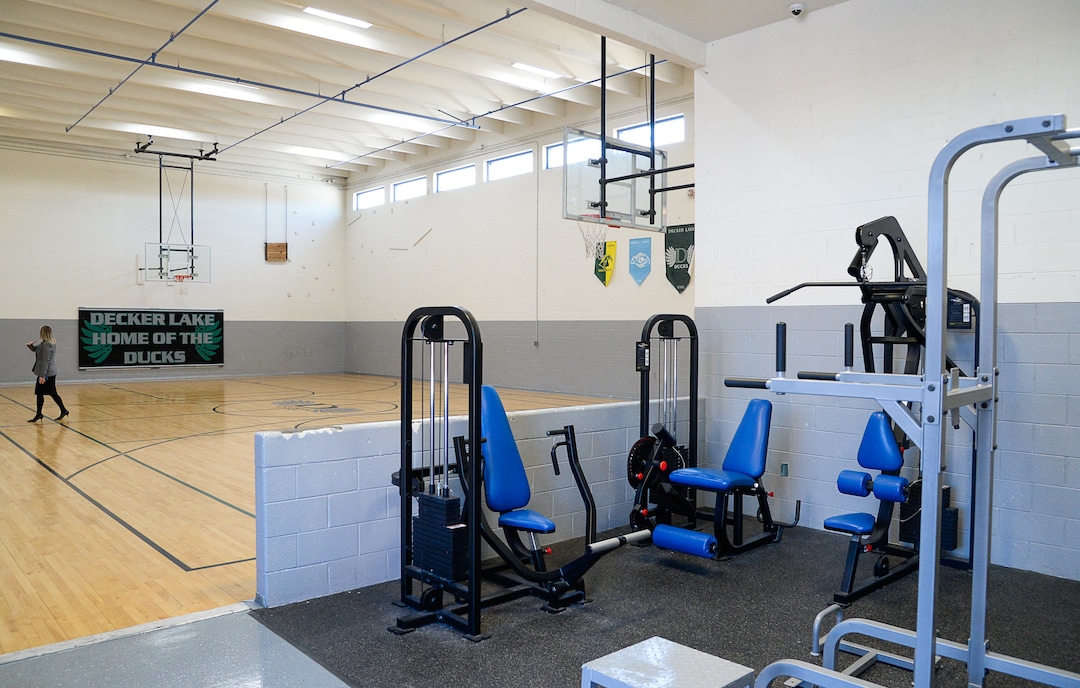(Francisco Kjolseth  |  The Salt Lake Tribune) Juvenile Justice Services holds a press conference at Decker Lake Youth Center in West Valley City on Wednesday, Jan. 15, 2020, to discuss its success after juvenile justice reforms were passed in 2017. A walking tour provided a glimpse into the services including the basketball court and weightlifting area.