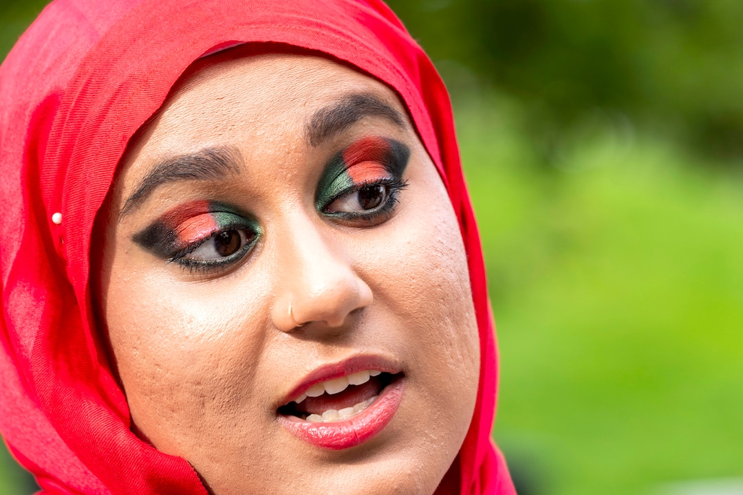 (Rick Egan | The Salt Lake Tribune) Shubaiyra Aminzada talks about her relatives in Afghanistan, as she gathers at Murray Park for a prayer vigil in honor of UtahÕs Afghan refugees, onSaturday, Aug. 21, 2021.