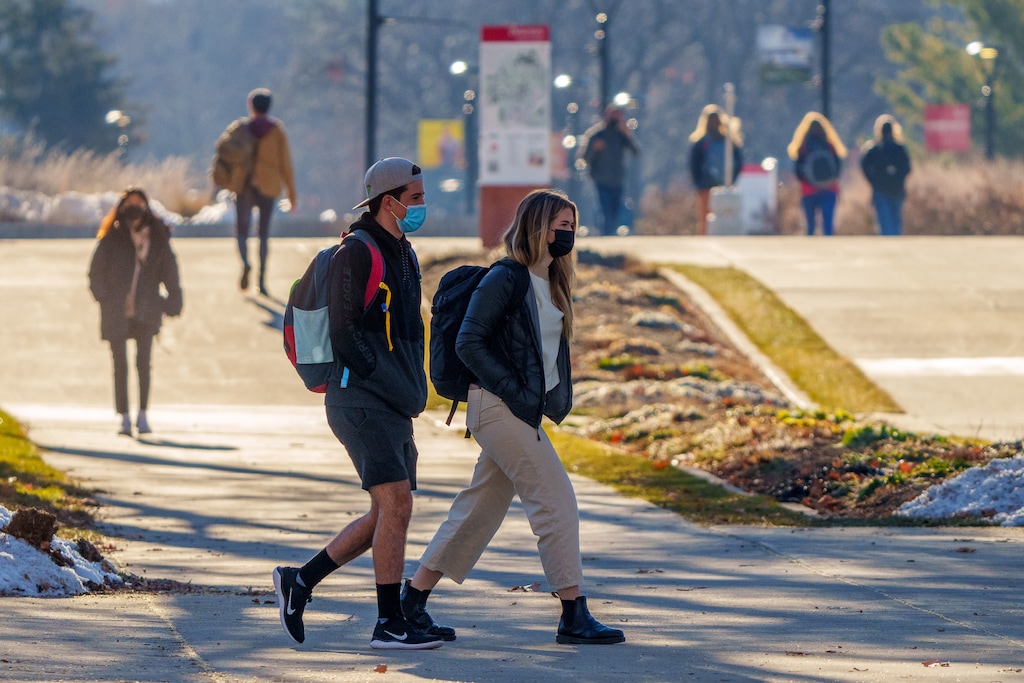 (Trent Nelson  |  The Salt Lake Tribune) People walking through the University of Utah campus in Salt Lake City on Monday, Jan. 10, 2022.