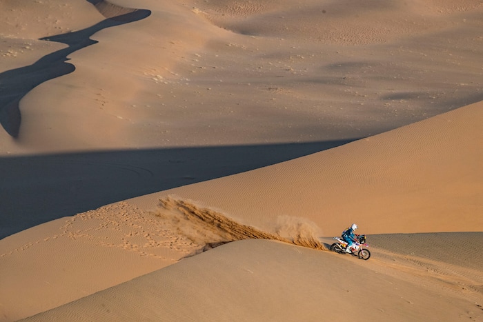 (Photo courtesy of Ishaan Bhataiya/BAS Trucks Dakar Racing Team)
Skyler Howes of St. George races through the dunes of Saudi Arabia during an early stage of the Dakar Rally in January 2021. Howes took the overall lead on Stage 3 and is believed to be one of the first privateers to lead the standings in more than 30 years.