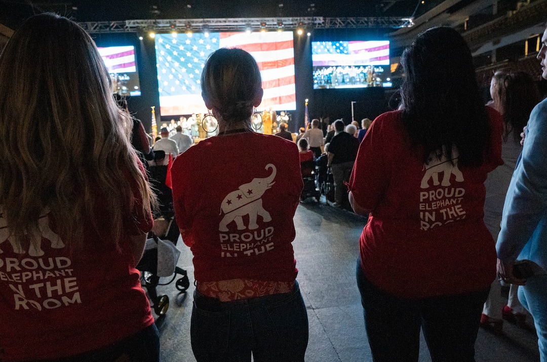 (Francisco Kjolseth | The Salt Lake Tribune) Delegates attend the Utah Republican Party’s 2021 Organizing Convention at the Maverik Center in West Valley City on Saturday, May 1, 2021, as they return to an in-person format after the pandemic forced the nominating convention to go online last year.