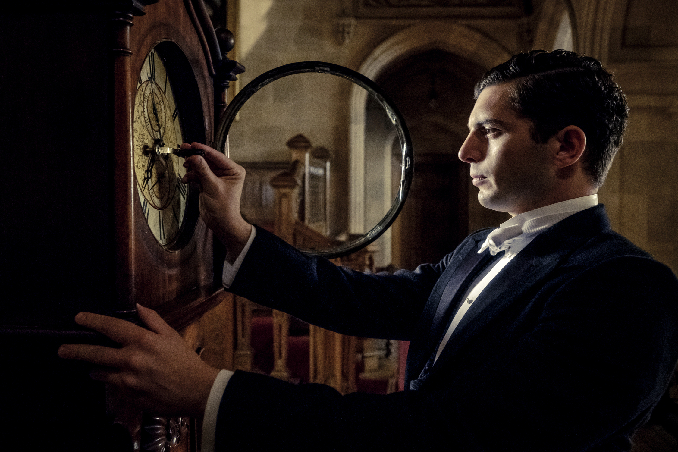 This image released by Focus Features showsMichael C. Fox stars as Andy in "Downton Abbey". The film will be released Sept. 13, 2019, in the United Kingdom and on Sept. 20 in the United States. (Jaap Buitendijk/Focus Features via AP)