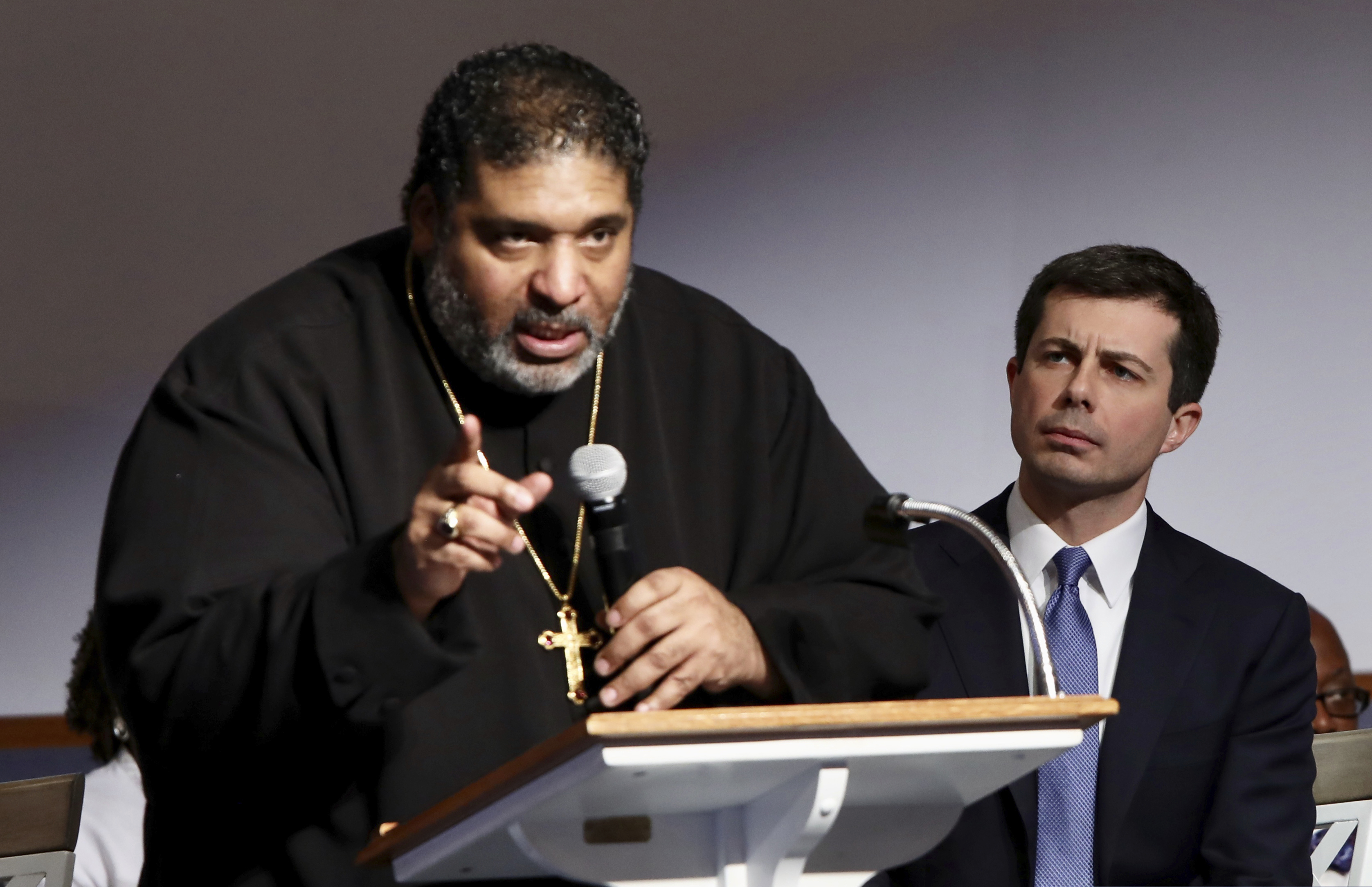 (The News & Observer via AP) The Rev. William J. Barber II speak about the Poor People's Campaign on Sunday, Dec. 1, 2019, in Goldsboro, N.C.