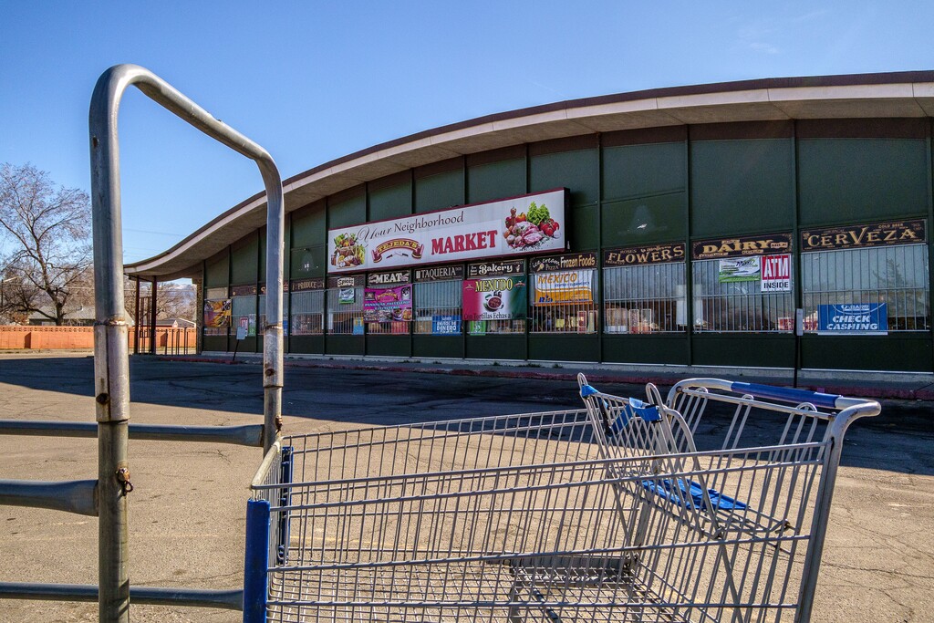 (Trent Nelson  |  The Salt Lake Tribune) Tejeda's Market in the Glendale neighborhood of Salt Lake City on Wednesday, March 2, 2022. The store is now closed, and the site is awaiting redevelopment.