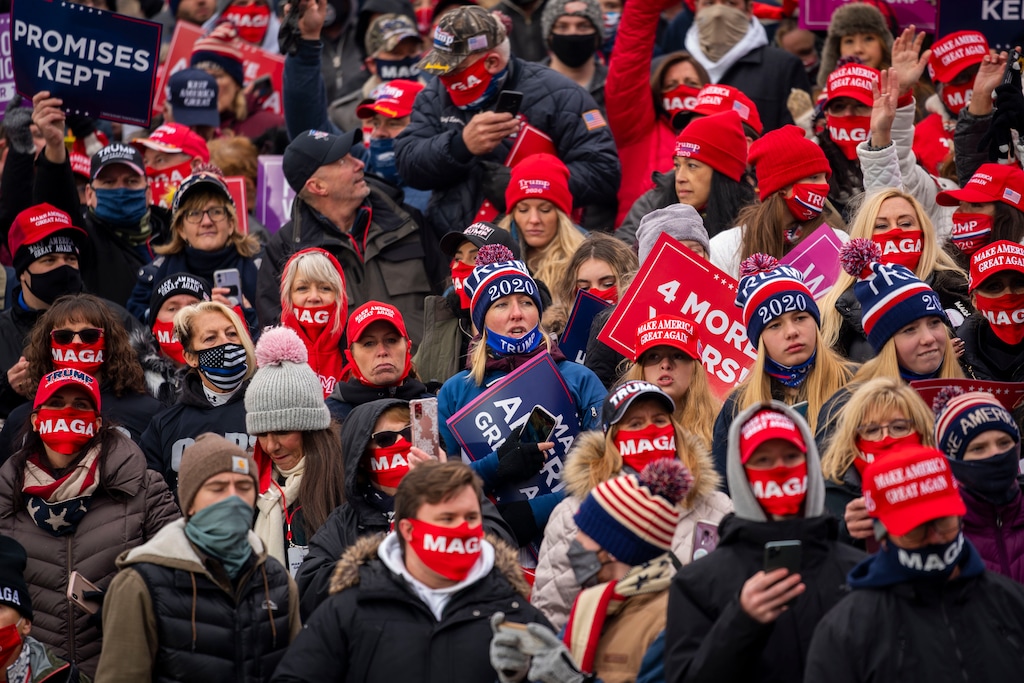 (Doug Mills | New York Times file photo) Crowd members at a campaign event for then-President Donald Trump in Waterford Township, Mich., Oct. 30, 2020. Online campaign donors were guided into weekly recurring contributions. Demands for refunds spiked. Complaints to banks and credit card companies soared. But the money helped keep Trump's struggling campaign afloat.