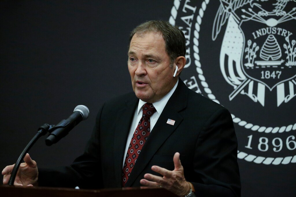 (Laura Seitz  |  Deseret News, pool) Governor Gary R. Herbert speaks at the PBS Utah Governor's Monthly News Conference at the Capitol in Salt Lake City on Thursday, Oct. 22, 2020.