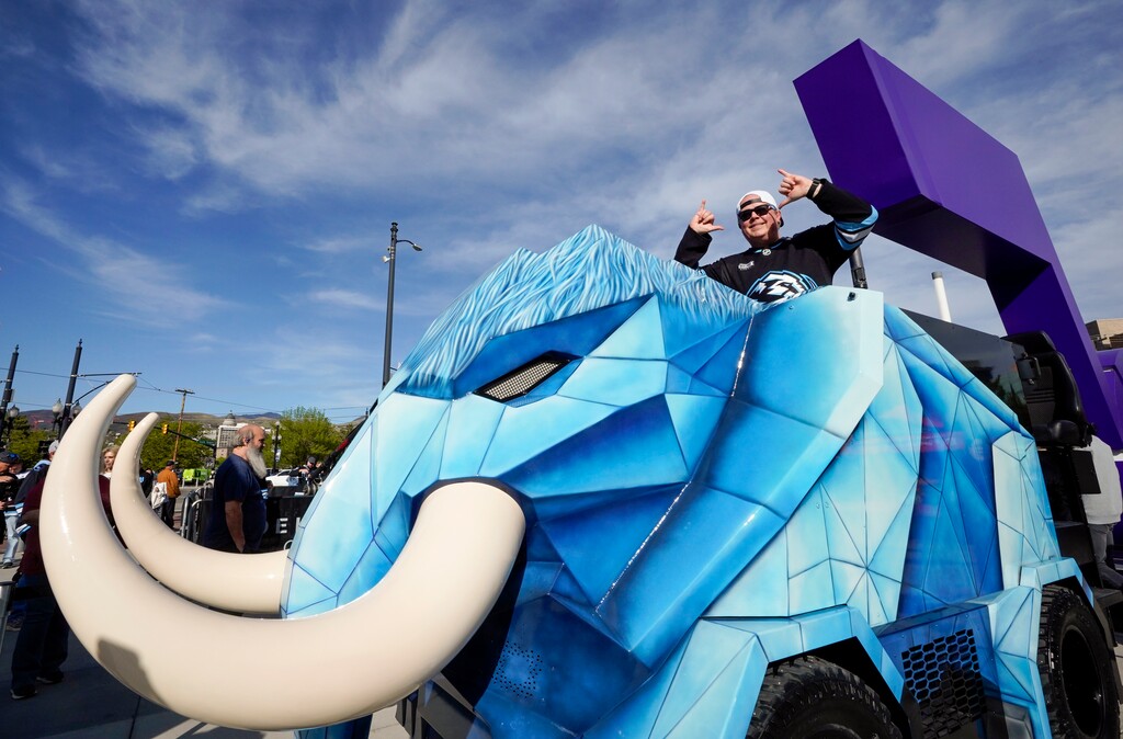 (Chris Samuels | The Salt Lake Tribune) Lou Dubois takes a photograph with the Zammoth, a rebuilt Zamboni from the 2002 Olympics in Salt Lake City.
