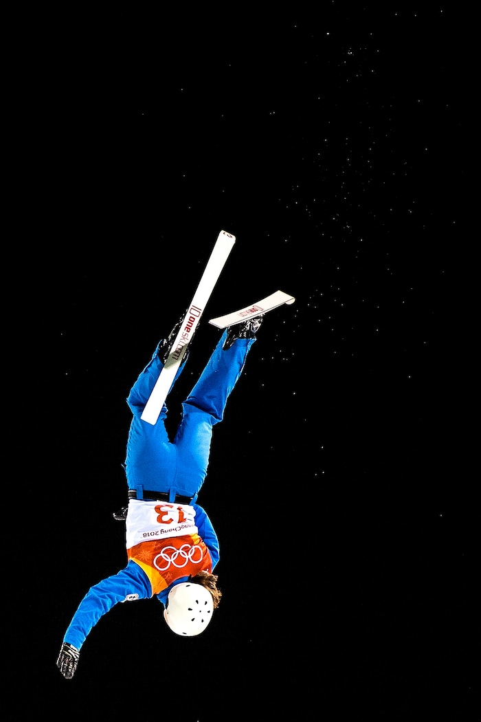 (Chris Detrick  |  The Salt Lake Tribune)  USAÕs Ashley Caldwell competes during the Ladies' Aerials Qualification at Phoenix Park during the Pyeongchang 2018 Winter Olympics Thursday, Feb. 15, 2018.  Caldwell's highest score was 81.81 and did not advance to the finals. 