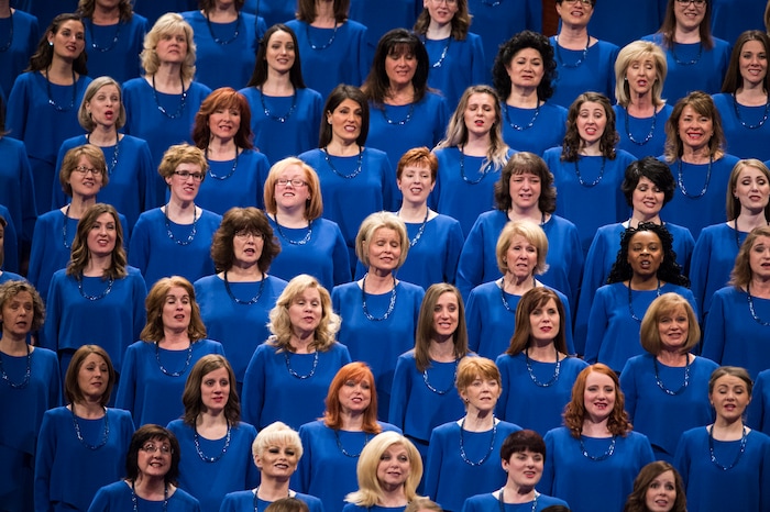 (Rick Egan  |  The Salt Lake Tribune)         The Mormon Tabernacle Choir sings in the Saturday morning session of the188th Annual General Conference in Salt Lake City,  Saturday, March 31, 2018.