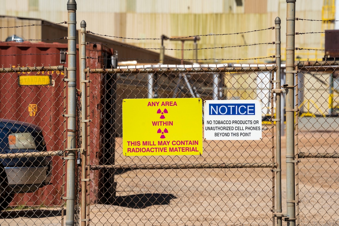 (Rick Egan | The Salt Lake Tribune) A bottle of Uranium Ore at the White Mesa Mill in Blanding, on Thursday, Sept. 16, 2021.